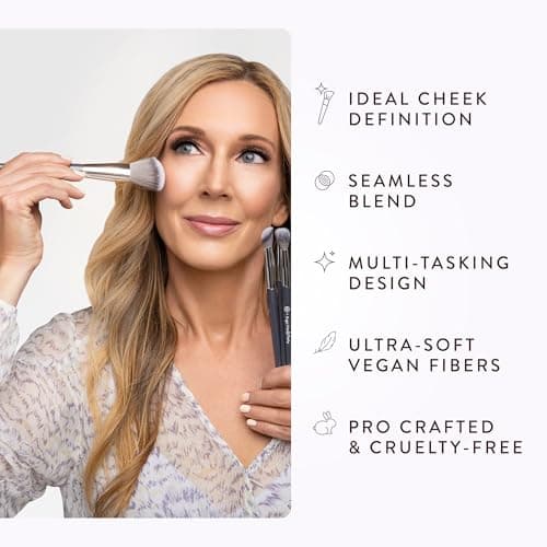 BK BEAUTY - ANGIE HOT & FLASHY A507 ANGLED BLUSH BRUSH – For Blush, Bronzer & Contour, Fluffy Angled Brush for Seamless, Streak-Free Finish - Thumbnail 5