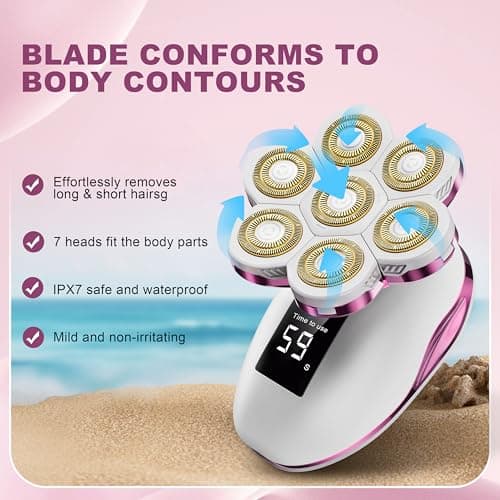 Electric Razors for Women Legs: 120 Minutes Long Time Use Rechargeable Electric Shaver for Women - IPX7 Waterproof Wet Dry Dual Purpose Hair Remover - Trimmer for Lady Face Public - Thumbnail 3