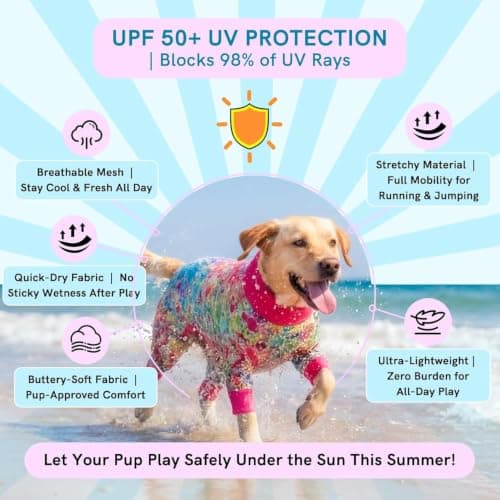 Sychien Dog Sun Shirt Breathable Mesh UPF 50+ UV Protection Summer Pet Apparel Quick Dry Lightweight Stretchy Soft Dogs Cooling Vest for Small Medium Large Dogs, Mixed Color, S - Thumbnail 2