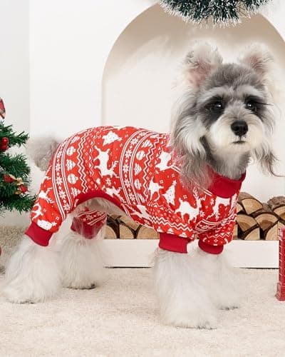 XPUDAC Christmas Matching Dog and Owner Pajamas Set Christmas Dog Pajamas Puppy Outfits for Small Medium Dogs Pet Clothes Pjs Doggie Bodysuit Cat Apparel, L - Thumbnail 6