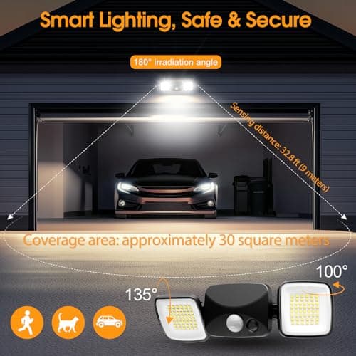Allotall Rechargeable Battery Operated Lights 3-5 Months Endurance Motion Sensor Light Outdoor High Brightness, USB Charging Flood Light for Garage Entryways Yard Indoor Black 2Pack (Small Size) - Thumbnail 4