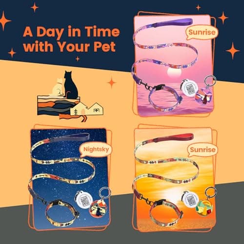 Dog Collar and Leash Set, QR Tag Adjustable Pet Collar, 5 FT Heavy Duty Dog Leash, Padded Handle, Quick Release Buckle, Metal Ring, 360° Swivel Clip for Small Dogs Walking Running (Dark Blue, S) - Thumbnail 2