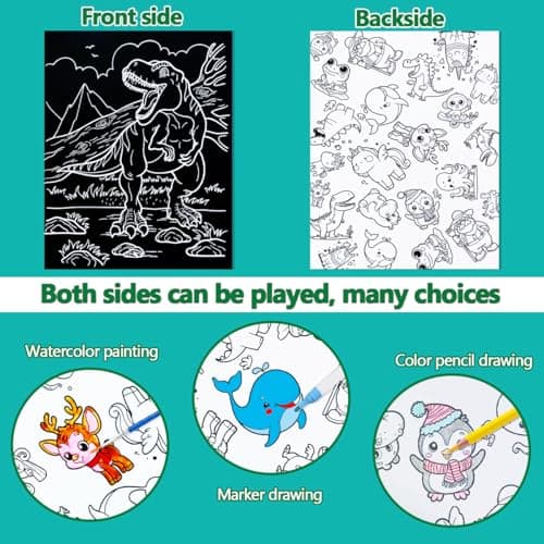 BAOXUE Rainbow Scratch Paper Art Set - Scratch Coloring Book for Kids Ages 4-8, Christmas Crafts, Stocking Stuffers - Thumbnail 4