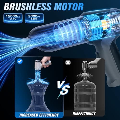 IHE Car Vacuum Cleaner, 15000Pa Handheld Cordless Rechargeable Wet & Dry Vacuum, 120W High Power for Car, Pet, Home, Office Cleaning, Washable HEPA Filter, Multi-Nozzles 01 - Thumbnail 3