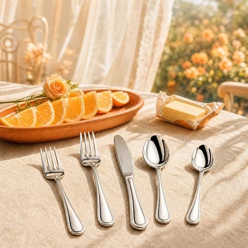 NICE KITCHEN Silverware set for 8,40 Pieces Premium Stainless Steel Silverware set,Mirror Polished Cutlery Set,Flatware Set for 8,Dishwasher Safe,Luster Series - Thumbnail 6