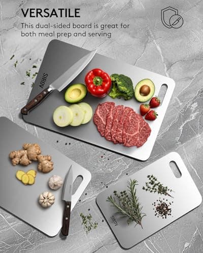 Titanium Cutting Board Set of 3, Premium Pure Titanium Chopping Boards for Kitchen, Non-Toxic & Dishwasher Safe for Meat, Fruit, and Vegetables (Set of 3)-Upgraded Version - Thumbnail 3