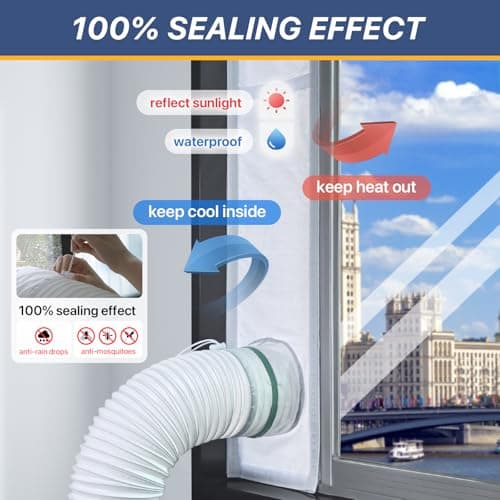 LOVIGA Portable Air Conditioner Window Vent Kit, 100% Sealing Portable AC Window Kit Seal Kit, Fit Both 5" & 6" Hose, Keep Hot Air Out, Length Adjustable, Waterproof,10X24~40 Inch - Thumbnail 2