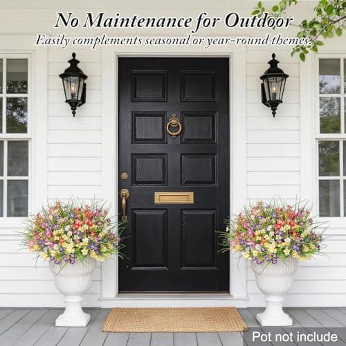 Trepcrow UV Resistant Artificial Flower Outdoor, Faux Wildflowers for Spring Summer Decor, Weatherproof Silk Fake Flowers Outside for Planter Bed/Window Box/Porch/Yard/Patio/Vase (18 Bundles) - Thumbnail 4