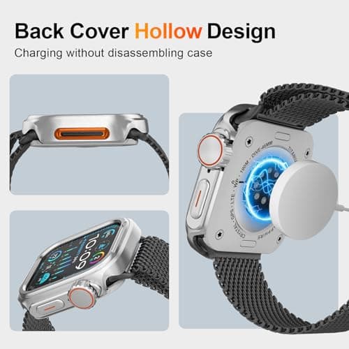 SDOCEBF 2 in 1 Metal Alloy Case for Apple Watch Series 11/10 46mm, Rugged Aluminum Bumper with Back Cover, Shockproof Protective Case for Gift-Ready, Silver - Thumbnail 5