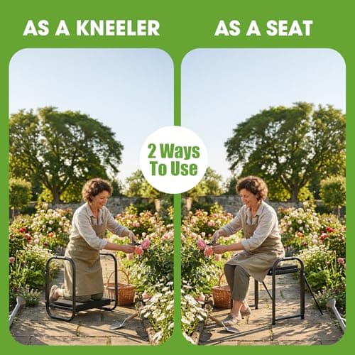 seasky Foldable Garden Kneeler and Seat, Anti-Tipping Gardening Bench Widened Thick Soft Kneeling Pad, Heavy Duty Gardening Stool with Tool Bag,Gardening Gift for Women - Thumbnail 5