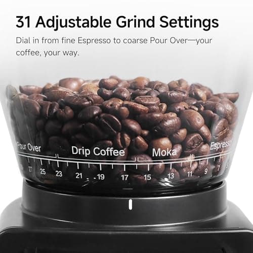 HIBREW G3 Coffee Grinder Electric, 40mm Conical Burr with 31 Adjustable Settings, Anti-Static & Double-Layer Air Blower, Fits 51/54/58mm Portafilters, Barista-Grade for Espresso/Pour Over/Drip Coffee - Thumbnail 2