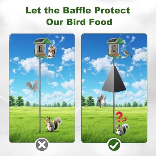 Squirrel Baffle with Dual Defense for Bird Feeder Poles, Bird Food House Guard for Shepherd Hook,Metal Squirrel Baffle Raccoon Stopper Rust-Proof and Bite-Proof Heavy Duty Carbon Steel - Thumbnail 6