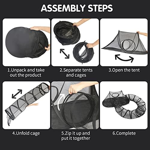 Rest-Eazzzy Outdoor Cat Enclosures, Portable Cat Tent for Outside Enclosure for Indoor Cats, Catio Outdoor Cat Enclosure for Kitty and Small Animals, Cat Playpen with Tunnel, Storage Bag - Thumbnail 5