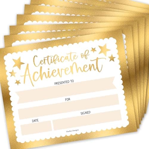 Premium Real Gold Foil Classroom Award Certificates for Students -25 Certificate of Achievement Awards, Certificate Paper, Preschool Graduation Certificates, Kindergarten Diploma, Star Student Honors - Image 1