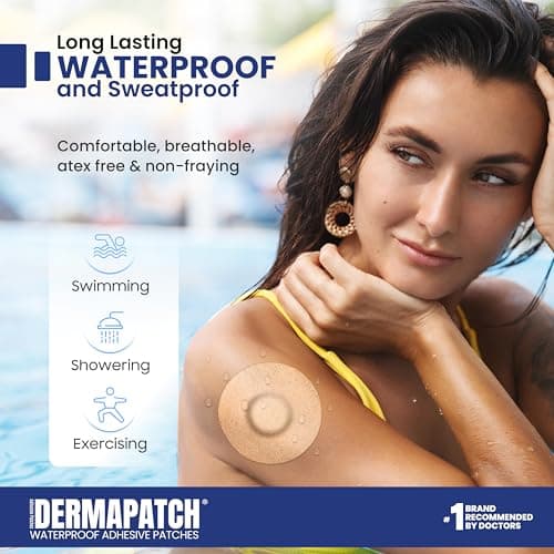 25-Pack CGM Adhesive Patches to Secure CGM Sensor, Waterproof and Latex Free CGM Sensor Patches for 7 Days,Pre-Cut Adhesive Tape, Continuous Glucose Monitor Protection Cover, No Glue in Middle (Tan) - Thumbnail 6