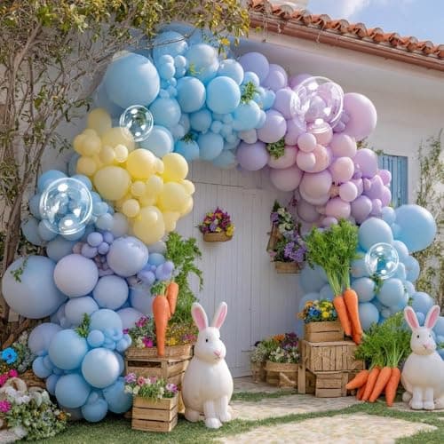 Light Blue Balloon Garland, Double Stuffed Pastel Baby Blue Balloon Arch Kit 18/12/5 Inch with Bubble Balloons for Easter Gender Reveal Baby Shower Birthday Wedding Graduation Party Decorations - Thumbnail 2