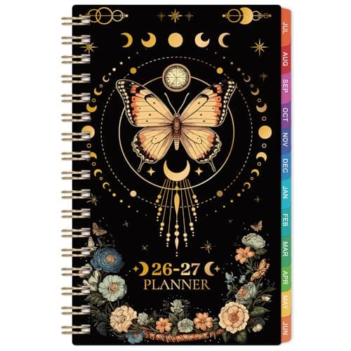 Pocket Calendar 2026-2027 - Pocket Planner 2026-2027 for Purse, Jul.2026 - Jun.2027, 4.1'' × 6.8'', Weekly Monthly Planner with Colorful Month Tabs, Strong Twin-wire Binding, Small Daily Academic Calendar - Butterfly - Image 1