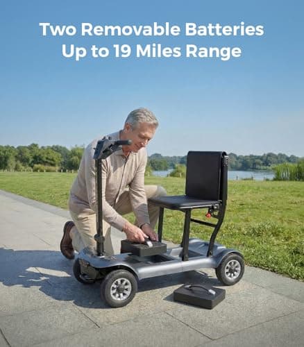 [2026 Upgraded] PAISEEC D3 Pro 35 lbs Lightweight Mobility Scooter for Seniors, Light Weight Mobility Scooter with 2 Batteries, Long Range, Airline Approved, Foldable Mobility Scooter (Silvery) - Thumbnail 5