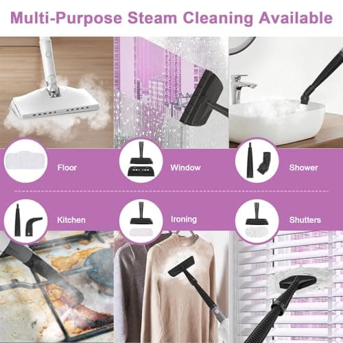 6-in-1 Steam Mop, 1200W Rotated Steam Cleaner for Home, 2 Modes, 400ML Removable Tank, 23FT Power Cord, 2 Pads, Multi-Surface Steamer for Hard Floor, Laminate Floor, Tiles Cleaning (Lunar Halo) - Thumbnail 5