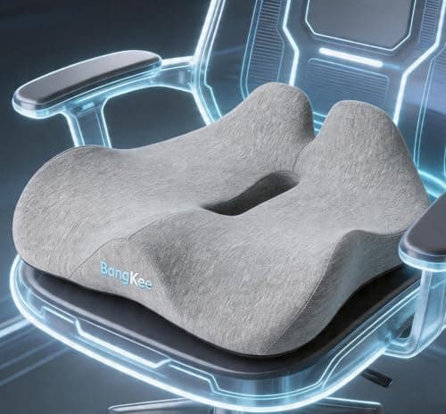 18x16 Inch Gray Memory Foam Seat Cushion for Office Chair, Car Seat, Airplane, Bleacher - Sciatica & Hip & Coccyx Pain Relief Desk Chairs Cushions for Long Sitting Peoples - Image 1