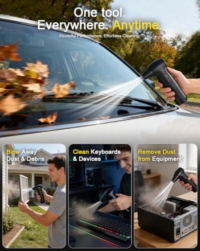 2-in-1 Compressed Air Duster–130000 RPM Brushless Electric BLOWER & VACUUM with 16KPA Suction, 3-Speed Adjustable Mini Blower, Fast Charging Type-C, Handheld Car Vacuum Cleaner for Computer Keyboard - Thumbnail 2