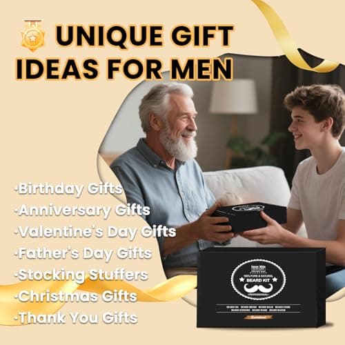 Isner Mile Beard Grooming Kit for Men Care: with Beard Oil Balm Wash Brush Comb & Straight Razor, Birthday Valentines Fathers Gifts for Men Him Boyfriend Husband Coworker, Christmas Stocking Stuffers - Thumbnail 2