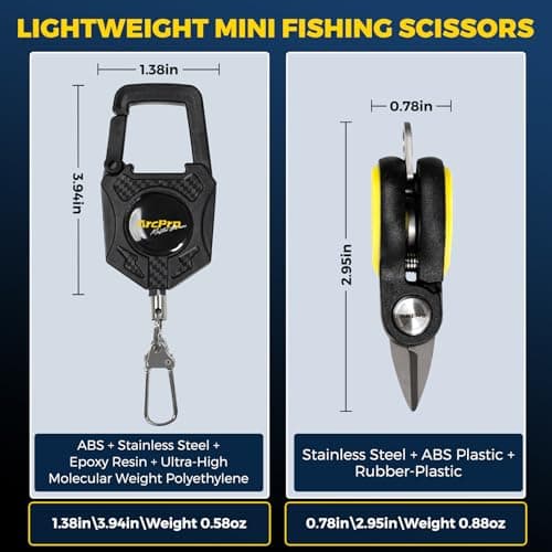 ARCPRO Titanium-Coated Fishing Line Cutter Saltwater Set, Fishing Scissors for Braided Line with Retractable Zinger & Thick Microfiber Towel, One-Hand Operation Anti-Rust Compact Braid Scissors - Thumbnail 5