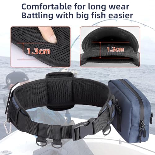PELLOR Fishing Belt Rod Holder Adjustable Fishing Fighting Waist Belt with Detachable Tackle Bag, Multi-Hook Design, Professional Fishermen Tackle, Ideal Father's Day Gift - Thumbnail 5
