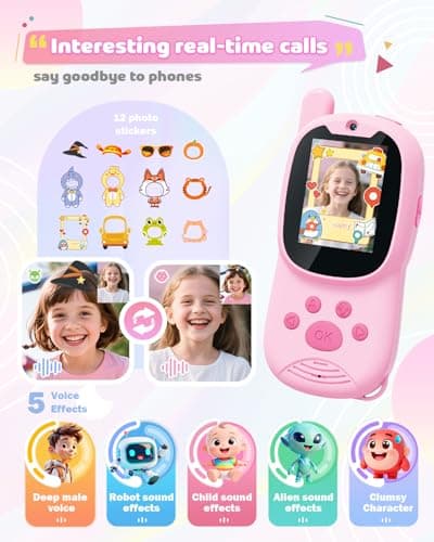 Eveedo Video walkie talkies for Kids,2 Pack Rechargeable Kids Walkie Talkies can Send Messages,Christmas Birthday Gifts for Kid Age 3-12,Portable Toddler Toy for 4 5 6 7 8 9 Year Old Girls Boys Pink - Thumbnail 3