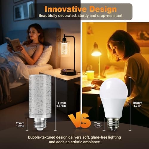 JandCase LED Bulb,5W,3000K,500LM Dimmable E26 Acrylic Bubble Bulb with Ceramic Base, Suitable for E26 Lighting Fixtures Including Chandeliers, Wall Sconces, Table Lamps, and Vanity Lights - Thumbnail 5