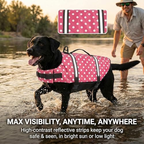 Doglay Dog Life Jacket with Rescue Handle, Dog Life Vest for Swimming Boating, Adjustable Reflective Puppy Swim Vest with Superior Buoyancy for Small Medium Large Dogs - Thumbnail 6