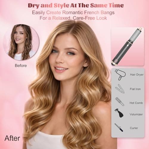 AVENHO 5 in 1 Hair Styler & Hot Air Brush - Air Curling Wrap with Low-Speed Negative Ion Technology, Hair Dryer Brush for Drying, Curling, Straightening & Styling, Hair Styling Tools at Home (Grey) - Thumbnail 3