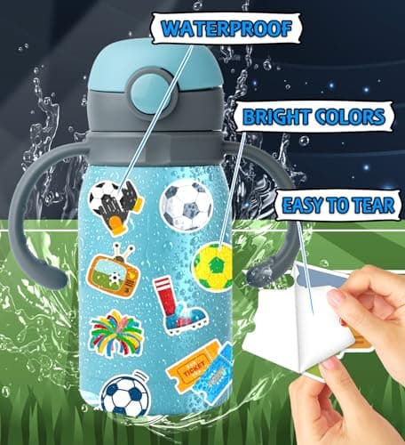 HSHFAMIIY Soccer Stickers - Soccer Party Favors - World Cup Football Stickers, Vinyl Waterproof Sports Stickers Soccer Goodie Bags Stuff Scrapbook Gifts for Boys Girls - Thumbnail 4