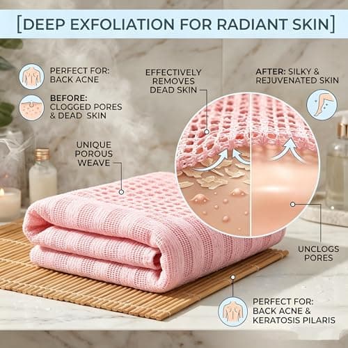 DOCKOMO African Net Sponge - 40-Inch Long Exfoliating Body Scrubber for Shower - Fast-Drying Nylon Mesh Wash Net & Sapo Sponge for Back Scrubbing & Smoother Skin (Pink Stripe) - Thumbnail 4