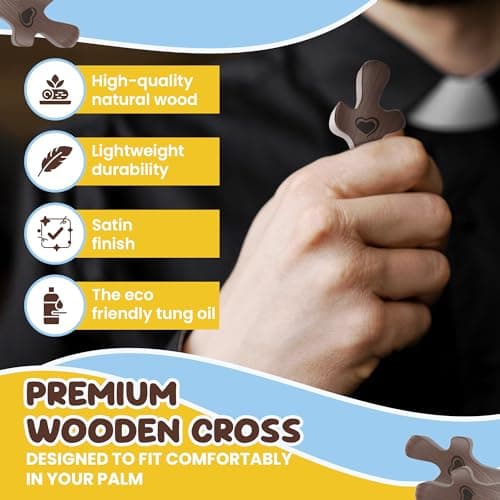 Imerance 10 PCS Cross My Heart,Wooden Cross Fidget-Handheld Pocket Prayer Stress Relief,Comforting,Faith-Christmas,Easter, Mother's Day,Father's Day,Christian Gifts - Thumbnail 3