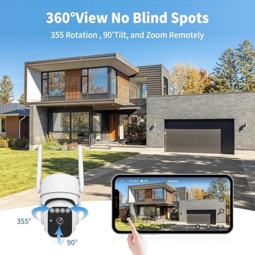 WY-LINK Solar Camera Outdoor Wireless, 360° Cameras for Home Security, Two-Way Talk, Auto Tracking, Light Alarm, Color Night Vision (1, White, Wi-Fi) - Thumbnail 3