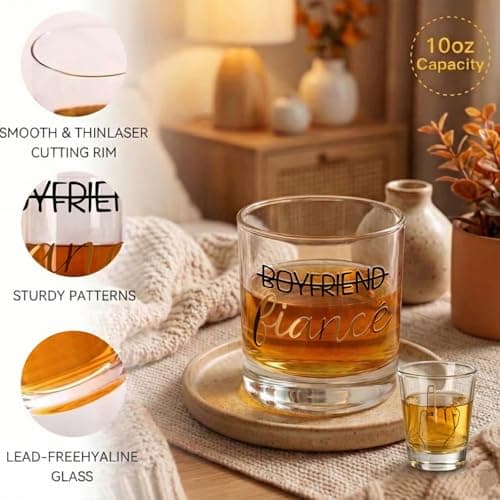 4Pcs Engagement gifts for couples Ring Finger Wine&Whiskey&Shot Glass Set Just Married Gift,Mr and Mrs Wedding Newlyweds Bridal Shower gifts for women Fiance Fiancee Couples Bridal,Bachelorette - Thumbnail 2