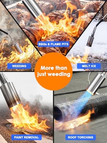Propane Torch Weed Burner and Soldering Torche Kit, Solid Brass Brazing Torch,High Output with Long/Short Mode,11.5FT Hose Heavy Duty Blow Torch Flamethrower with Self Igniter and Turbo Trigger - Thumbnail 6