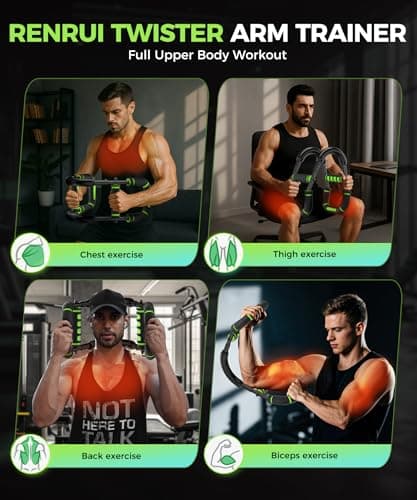 Twister Arm Trainer, Adjustable 5 Resistance Levels (40-130 lbs) Chest & Arm Workout Equipment for Men & Women, Ergonomic Home Gym Strength Trainer with Anti-Slip Handles & Carry Bag (Green) - Thumbnail 5