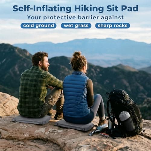 Portable Self-Inflating Stadium Seat Cushion, 2" Thick Memory Foam Sit Pad with 400lb Capacity, Lightweight Travel Seat Pad for Bleachers, Camping, Hiking, Office Chair & Airplane (1, Gray) - Thumbnail 2