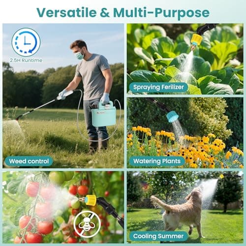 Electric Garden Sprayer 1.6 Gallon - Battery Powered Weed Sprayer Wtih 3 Nozzles, Backpack Sprayer in Lawn and Garden, Pump Sprayer for Gardening, Watering & Spring Planting - Thumbnail 3