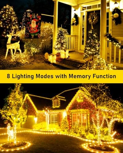 KNONEW 400FT Outdoor Christmas Fairy Lights Plug in,1200 LED String Lights Outdoor Waterproof 8 Modes Memory Times for Wedding Bedroom Walls Garden Trees Decoration(Warm White) - Thumbnail 5