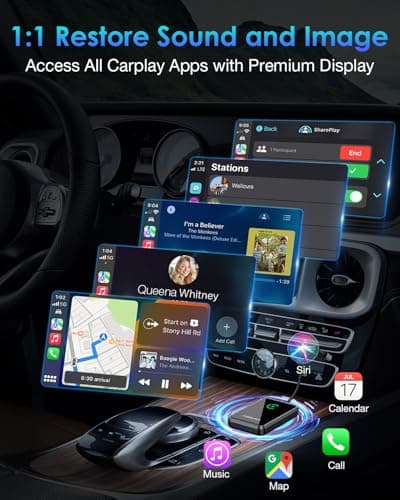 Apple CarPlay Wireless Adapter, Convert OEM Wired CarPlay to Wireless Dongle, 5.8GHz WiFi & Bluetooth Car Adapter, Plug & Play Auto Connect, Compatible with Cars (2016+) & iPhone iOS 10+, Dark Grey - Thumbnail 2