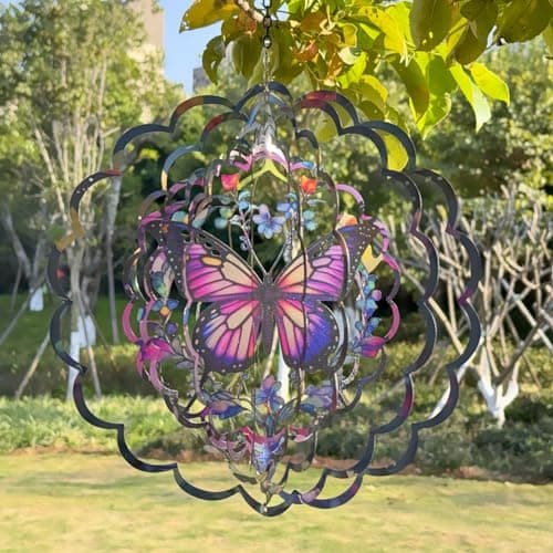 Eandisom Wind Spinners Outdoor Butterfly - Birthday Gifts for Women, for Mom, Butterflies Hanging 12 inch 3D Wind Sculptures for Garden Decor for Outside, Patio, Yard, Outdoor - Thumbnail 3