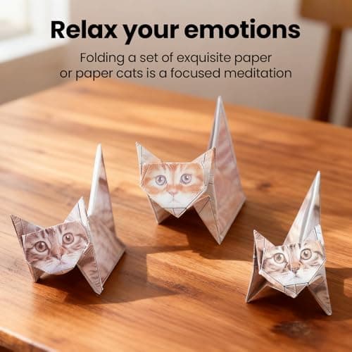 DIY Origami Paper Cats Kit - 50 Sheets to Fold into Charming Cat Figures. A Creative & Relaxing Craft Project, Perfect for Home, Office, or Classroom Decor. - Thumbnail 3