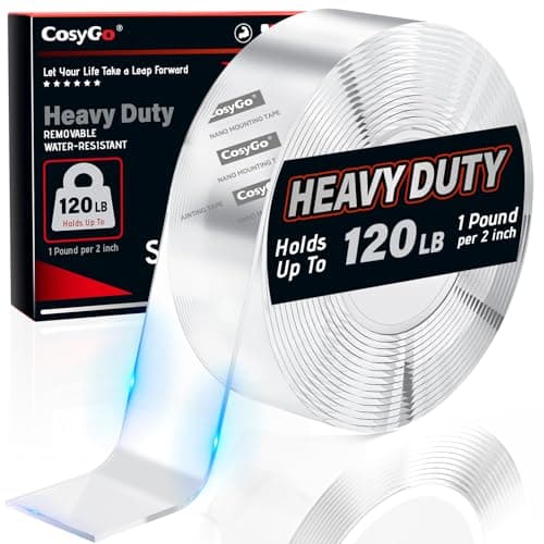 Cosygo Strong Heavy Duty Double Sided Tape, 1.2" x 20FT Extra Large Clear & Tough Removable Nano Adhesive Filament Tape for Wall Hanging Strip Poster Deco Rug (1/12" Thick)