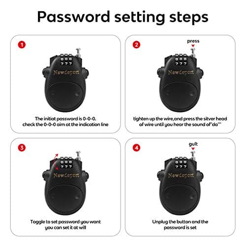 2′5″Retractable Cable Lock - High-Security 3-Digit Combination Lock for Bike, Ski, Surfboard & Stroller - Compact Portable Travel Lock for Helmet, Luggage & Scooter - Keyless & Resettable - Thumbnail 6