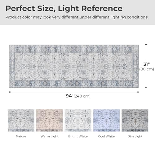 GRANNY SAYS Rug Runners for Hallways Non Slip, 2.6x8 Washable Runner Rug with Rubber Backing, Soft Low Pile Faux Wool Rug, Vintage Carpet Runners Rugs for Kitchen, Entryway, Living Room, Bathroom - Thumbnail 2