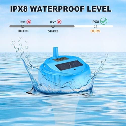 Pool Thermometer Floating Easy Read, Digital Wireless IPX8 Waterproof Thermometer with Indoor Temperature for Swimming Pool, Hot Tub Spa, Cold Plunge, Fish Tanks, Indoor Monitoring - Thumbnail 2