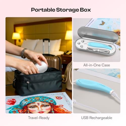 Caydo Cordless Electric Diamond Painting Pen, E-Painter for Diamond Painting - Diamond Art Pen with Vacuum Technology, Ergonomic Design & Storage Tray – No Wax, Patented (Blue) - Thumbnail 6